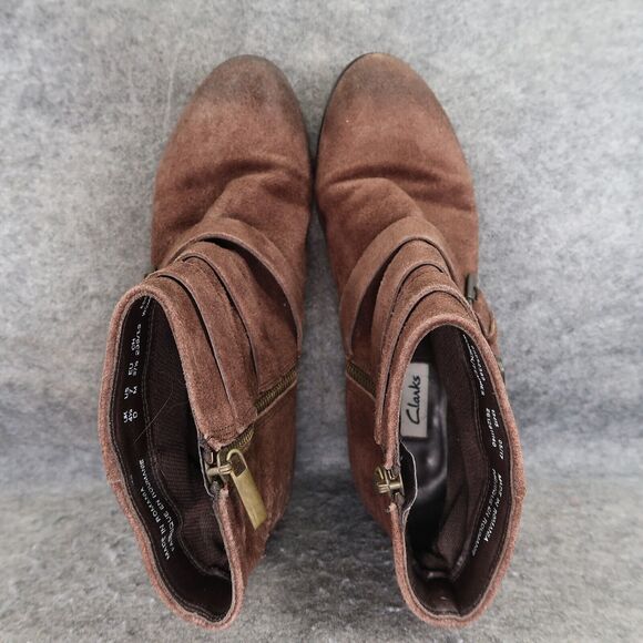 Clarks Shoes Womens 7 Bootie Fashion Buckle Strap Zip Leather Brown Elvina Haze - Picture 9 of 15